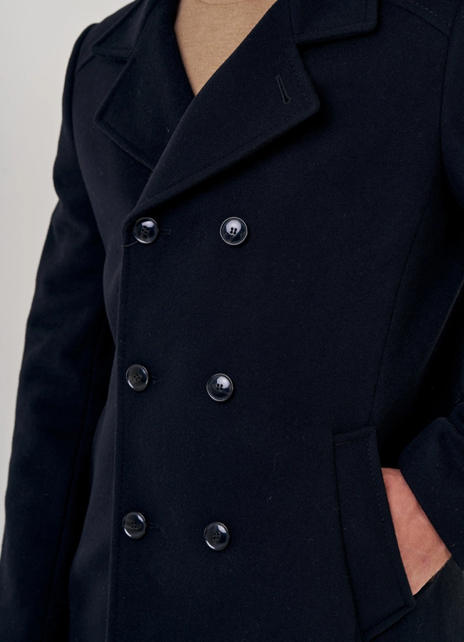 Мужское двубортное пальто  модель № 23217 в кредит