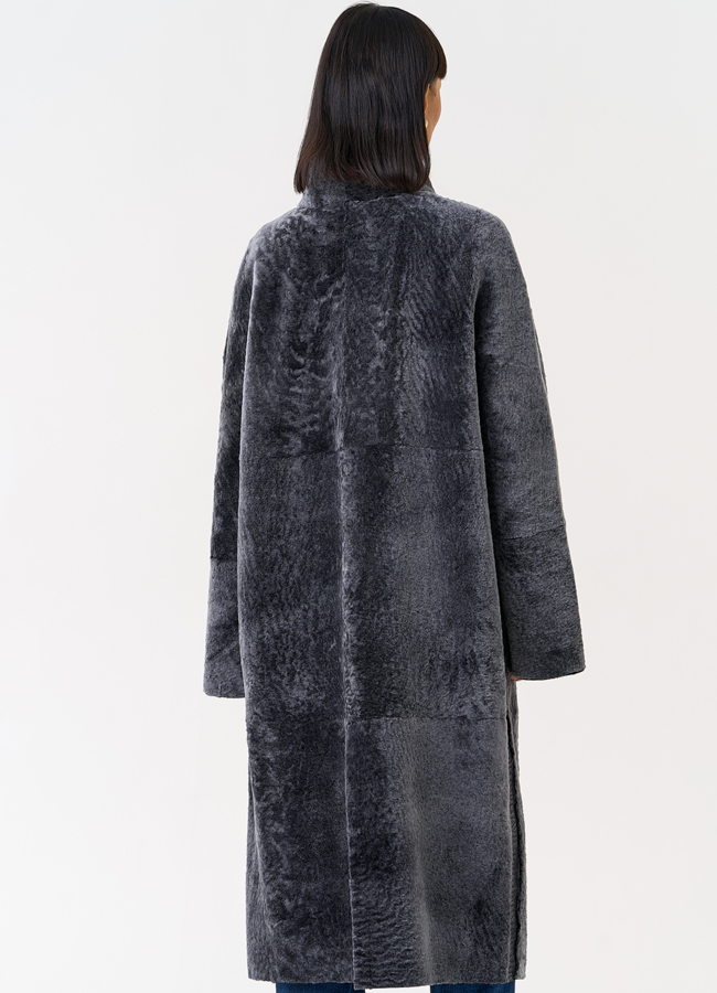 Женская двухсторонняя дубленка с воротником стойкой модель № 31478 в кредит