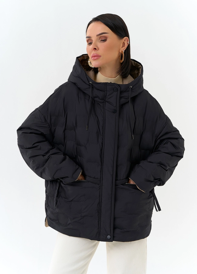 Женская двухсторонняя куртка с капюшоном модель № 32722 универмаг малина
