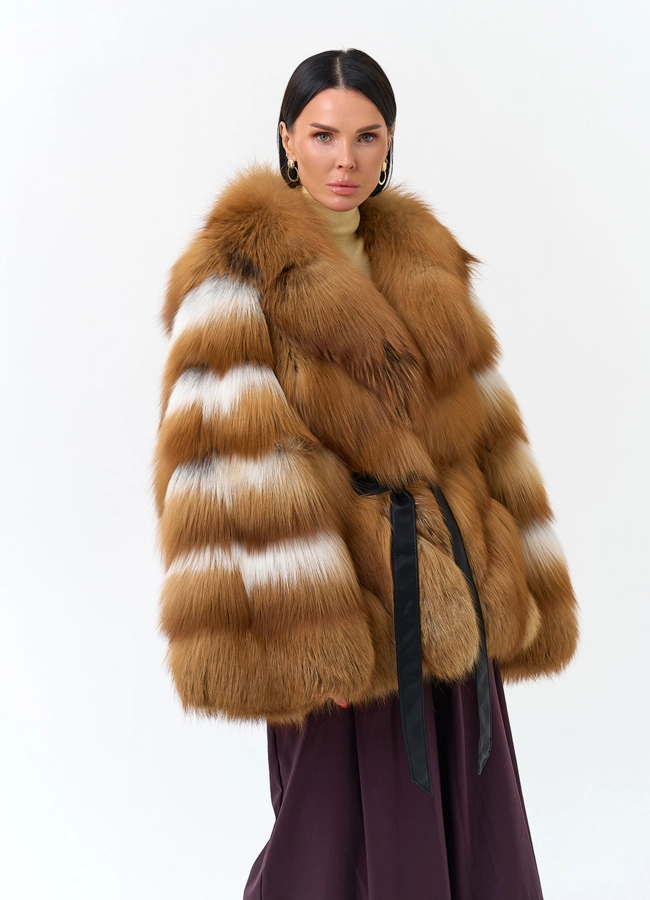 Женская шуба из меха рыжей лисы модель № 34436 универмаг малина фото