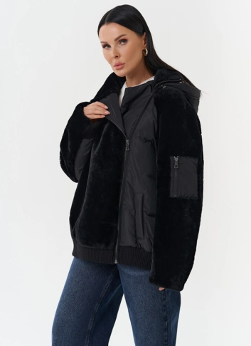 Комбинированная куртка с капюшоном