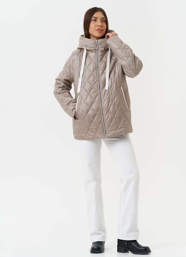 Женская куртка с капюшоном модель № 27872 меха малина