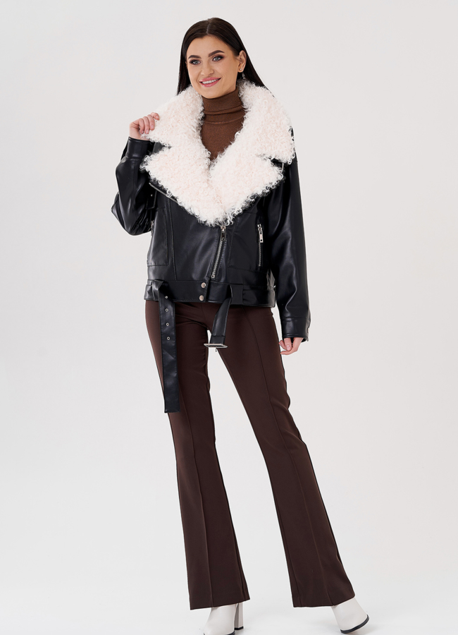 Куртка косуха на утеплении с отделкой натуральный козлик модель № 3022 универмаг малина