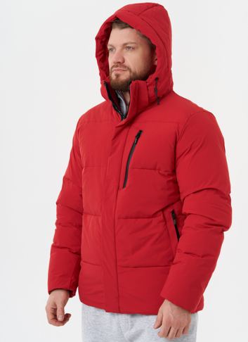 Яркий пуховик с капюшоном