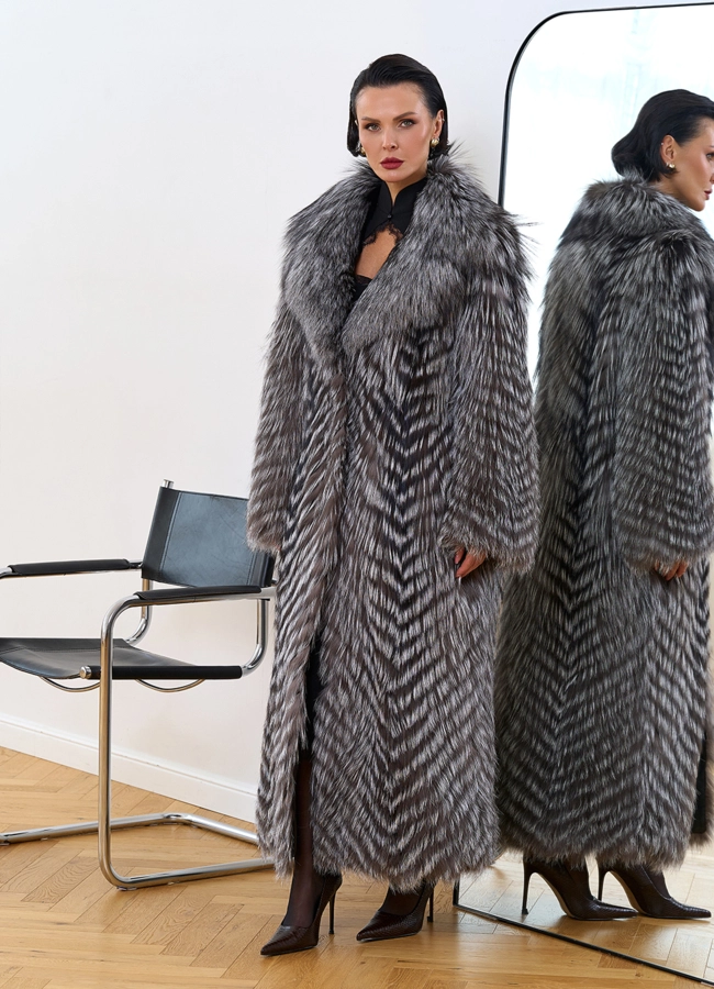 Длинная шуба из чернобурой лисы модель № 34163 универмаг малина фото