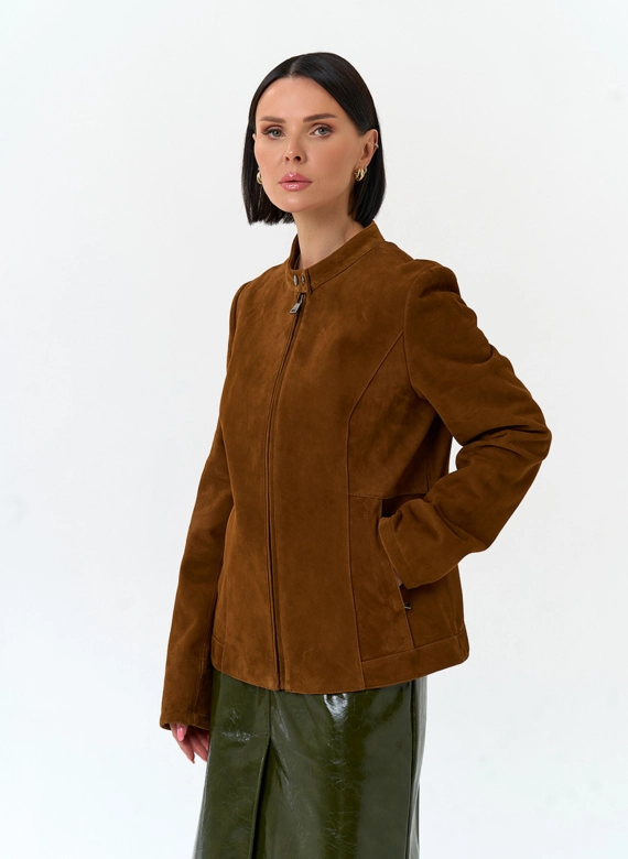 Женская куртка мото из натуральной замши