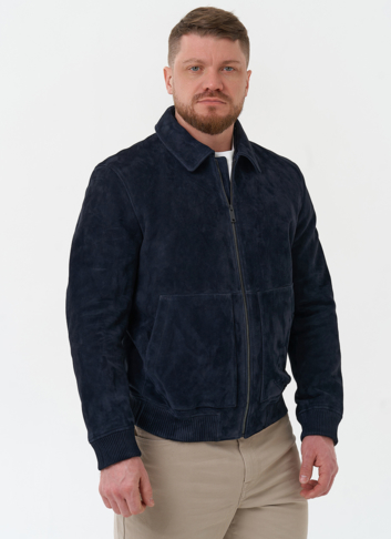 Мужская куртка бомбер из натуральной замши