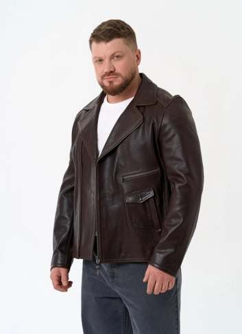 Мужская куртка косуха из натуральной кожи фото