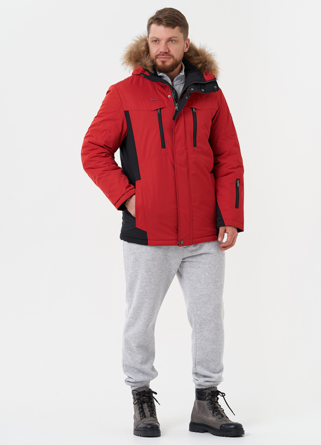 Яркая куртка с капюшоном из меха енота модель № 28277 в кредит