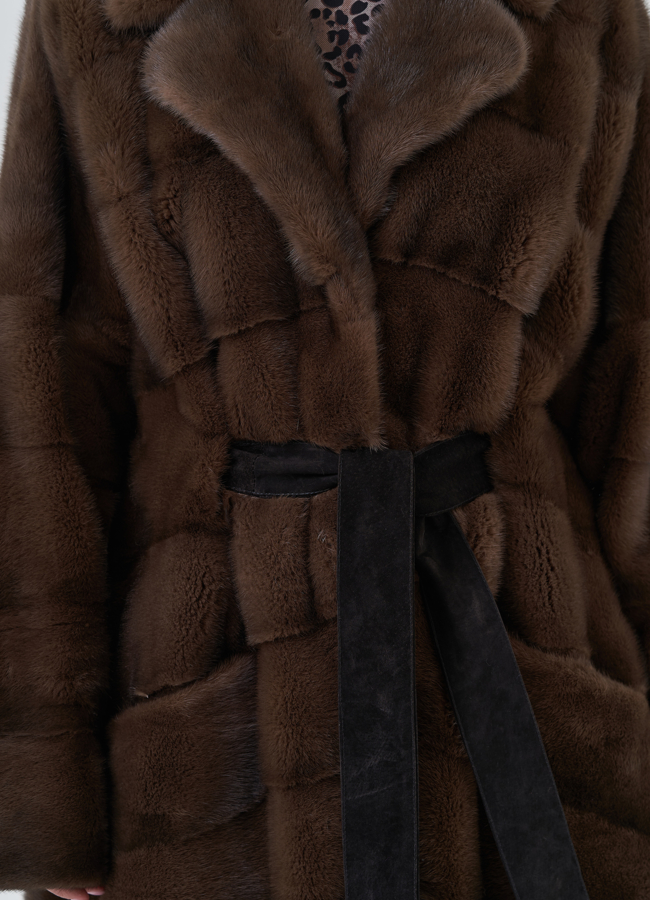 Норковая шуба с английским воротником  модель № 79697 универмаг малина