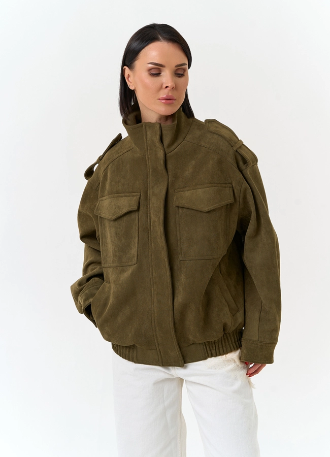 Женская куртка бомбер из эко замши модель № 33035 универмаг малина