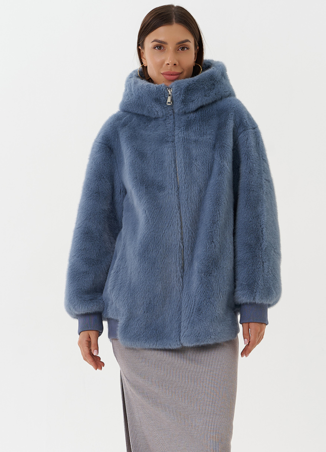 фото Шуба из эко меха с капюшоном модель № 27788