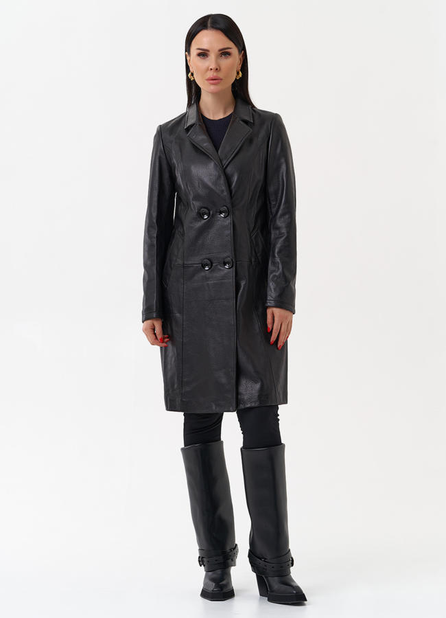 фото Плащ женский из натуральной кожи модель № 4449