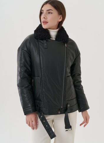 Косуха утепленная из экокожи с отделкой из экомеха