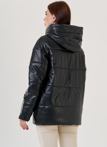 Черный пуховик Malina Siberian из искусственной кожи