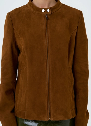 Женская куртка мото из натуральной замши