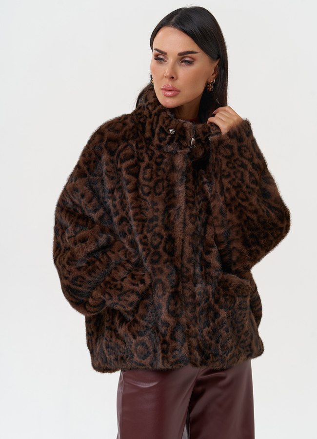 Женская куртка из эко меха с воротником  модель № 31254 универмаг малина